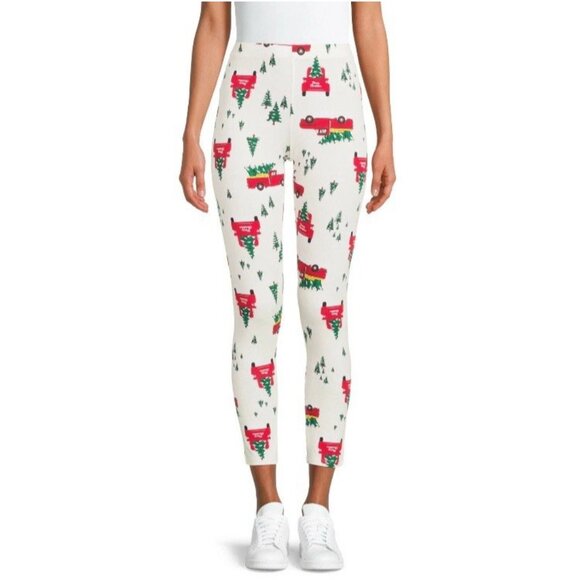 No Boundaries Juniors Womens Christmas Ankle Leggings Red Truck Size 3XL 21 NWT - Picture 1 of 6